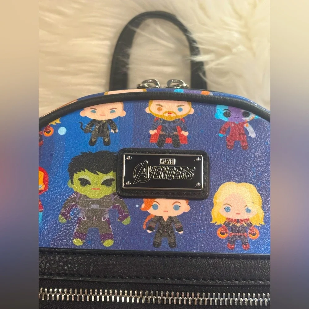 Loungefly Avengers Chibi AOP Mini Backpack EUC